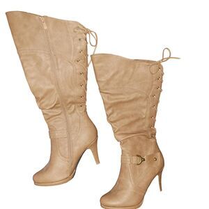 NEW Top Moda Page-65 Knee High Slouched High Heel Boots Women's Boot Sz 10